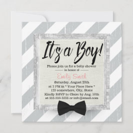 Cute Boy Bow Stropdas Light Grey Stripes Baby show Kaart
