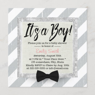 Cute Boy Bow Stropdas Light Grey Stripes Baby show Kaart