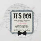 Cute Boy Bow Stropdas Rustic Wood Baby shower Kaart (Voorkant / Achterkant)