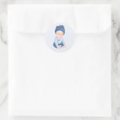 Cute Boy Cartoon Character Baby shower Ronde Sticker (Tas)