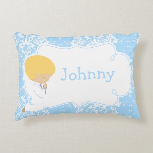 Cute Boy Child Praying and Poem Accent Kussen (Voorkant)