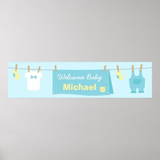 Cute Boy Clothes Baby shower Welcome Banner Poster (Voorkant)
