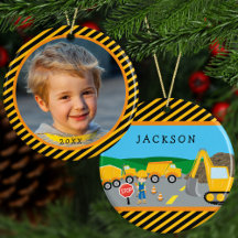 Cute Boy Construction Vehicle Kinder met kerstmis