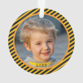 Cute Boy Construction Vehicle Kinder met kerstmis Ornament (achterkant)