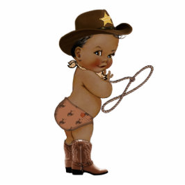 Cute Boy Cowboy Baby shower Cake Topper Cutout Staand Fotobeeldje