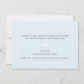 Cute BOY DANK JE Blue Glitter FOTO Baby shower Aankondiging (Achterkant)