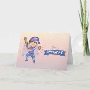 Cute Boy die Baseball Birthday-kaart speelt Kaart
