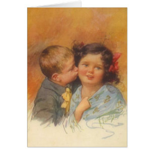  Cute Boy die een kus op de wang gooit