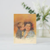 Cute Boy die een kus op de wang gooit Briefkaart (Staand voorkant)