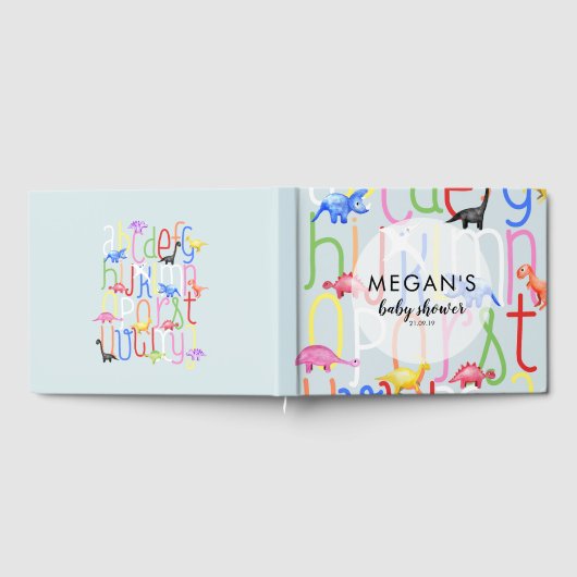 Cute Boy Dinosaur ABC Alphabet Baby shower Gastenboek (Volledig)