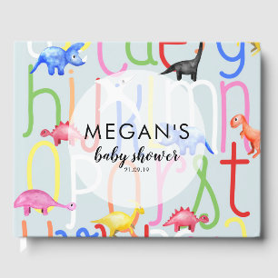 Cute Boy Dinosaur ABC Alphabet Baby shower Gastenboek