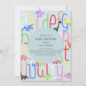 Cute Boy Dinosaur en Alphabet Baby shower Kaart (Voorkant)