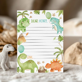 Cute  Boy Dinosaur Time Capsule Note Message Card Bedankkaart