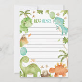 Cute  Boy Dinosaur Time Capsule Note Message Card Bedankkaart (Voorkant)