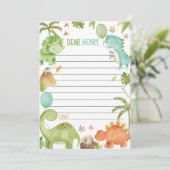 Cute  Boy Dinosaur Time Capsule Note Message Card Bedankkaart (Staand voorkant)