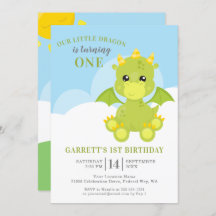 Cute Boy Dragon 1st Birthday