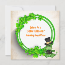 Cute Boy Dragon en Clovers Irish Baby shower
