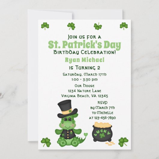Cute Boy Dragon St. Patrick's Day Birthday Kaart (Voorkant)