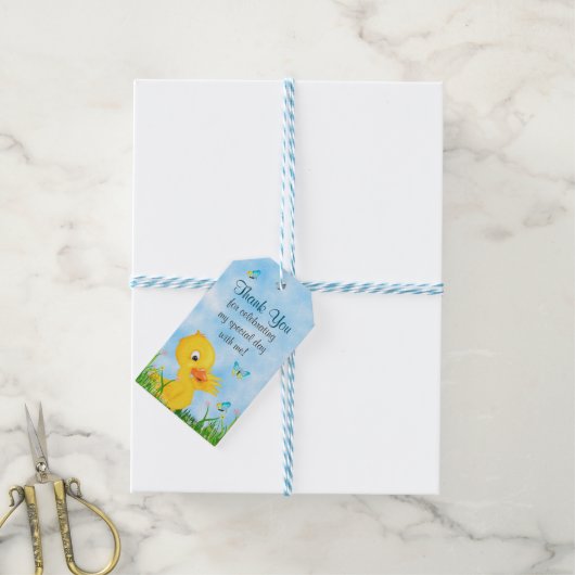 Cute Boy Ducking and Butterfly Baby shower Favor Cadeaulabel (Met Touw)