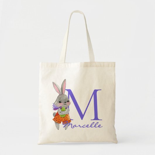 Cute Boy Easter Bunny Initial and Name Tote Bag (Voorkant)