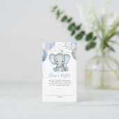Cute Boy Elephant Baby shower Diaper Raffle Informatiekaartje (Staand voorkant)