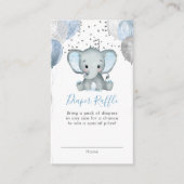 Cute Boy Elephant Baby shower Diaper Raffle Informatiekaartje (Voorkant)