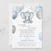 Cute Boy Elephant-ballonnen rijden op Baby shower Kaart (Voorkant)