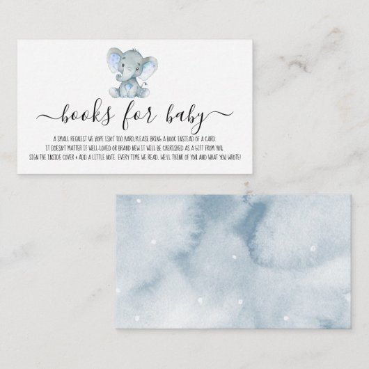 Cute Boy Elephant Books for Baby shower Request Informatiekaartje (Voorkant / Achterkant)