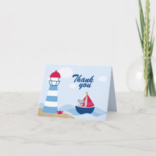 Cute boy elephant sailor thank you folded card bedankkaart