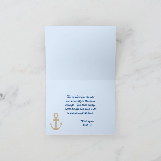 Cute boy elephant sailor thank you folded card bedankkaart (Binnen)