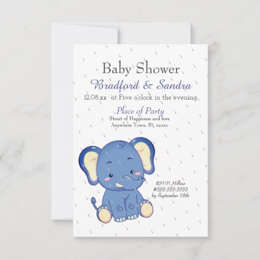 Cute Boy Elephant Simple Baby shower Kaart (Voorkant)