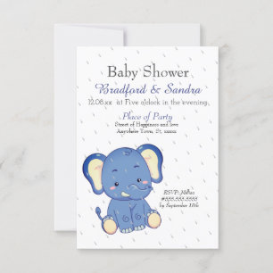 Cute Boy Elephant Simple Baby shower Kaart
