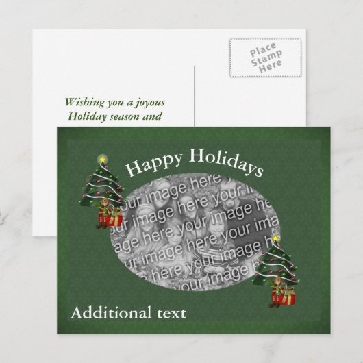 Cute Boy Elf kerstfeestay Foto Briefkaart (Voorkant / Achterkant)