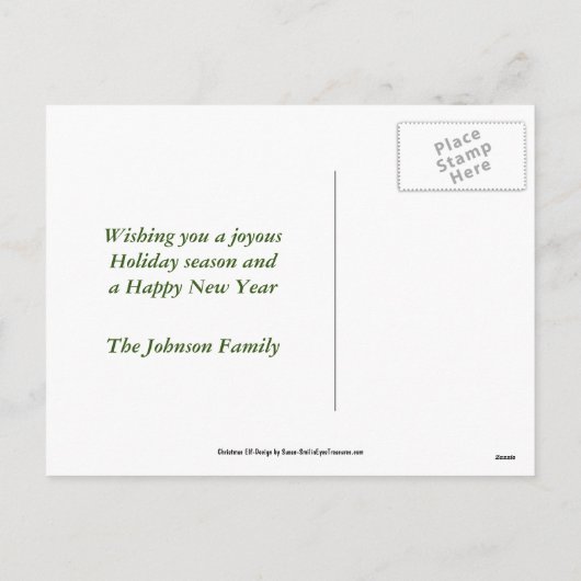 Cute Boy Elf kerstfeestay Foto Briefkaart (Achterkant)