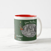 Cute Boy Elf Tree Kerstmis - Persoonlijke foto Tweekleurige Koffiemok (Voorkant rechts)