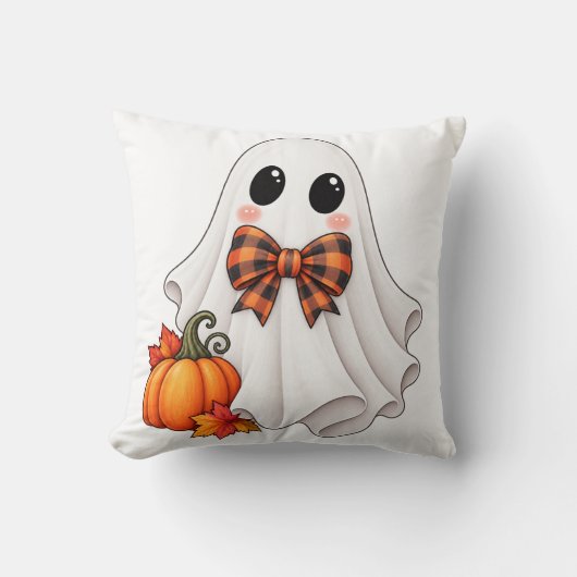 Cute Boy Geest en Pompoen Halloween Sierkussen (Voorkant)