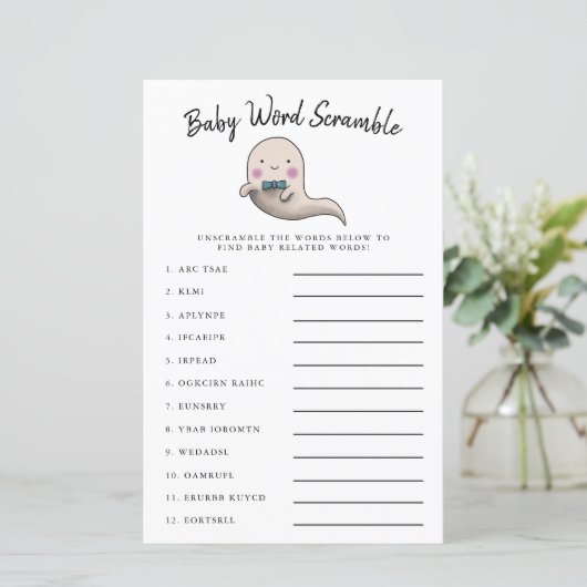 Cute Boy Ghost Baby Word Scramble Game (Staand voorkant)