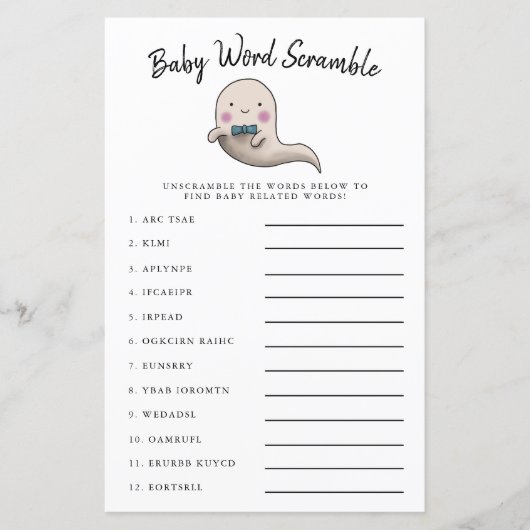 Cute Boy Ghost Baby Word Scramble Game (Voorkant)