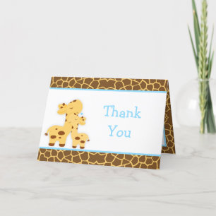 Cute Boy Giraffe Baby shower Bedankkaart