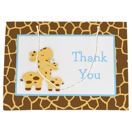 Cute Boy Giraffe Baby shower Dank u Groot Cadeauzakje (Voorkant)