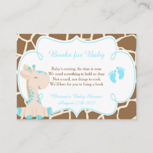 Cute Boy Giraffe Book Request for Baby shower Informatiekaartje