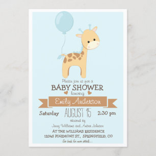 Cute Boy Giraffe, Oerwoud Zoo Animal Baby shower Kaart