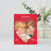 Cute Boy & Girl Heart Valentijn Briefkaart (Staand voorkant)