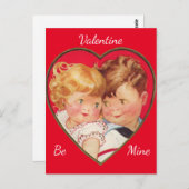 Cute Boy & Girl Heart Valentijn Briefkaart (Voorkant / Achterkant)
