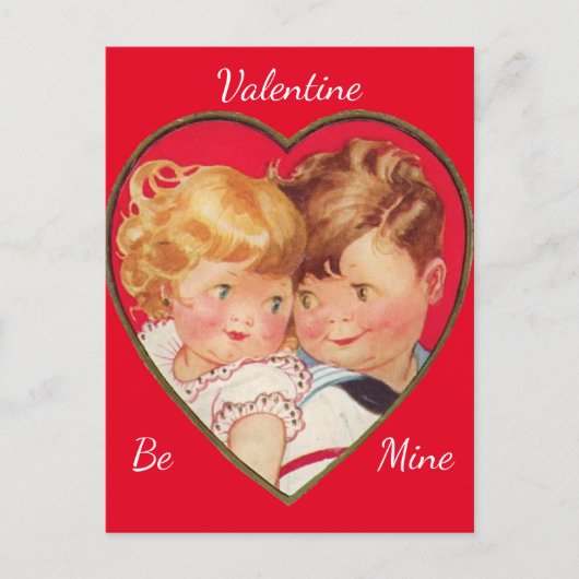 Cute Boy & Girl Heart Valentijn Briefkaart (Voorkant)
