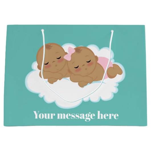 Cute boy girl twint baby shower groot cadeauzakje (Voorkant)
