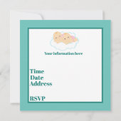 Cute boy girl twint baby shower kaart (Achterkant)