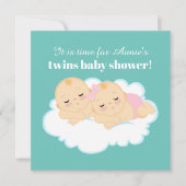 Cute boy girl twint baby shower kaart (Voorkant)