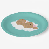 Cute boy girl twint baby shower papieren bordje (Gekanteld)