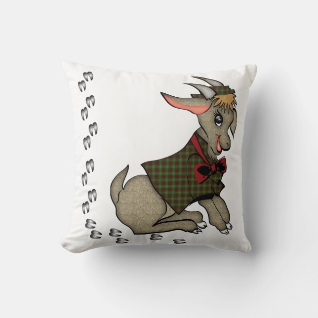 Cute Boy Goat met Jacket en Pet Pillow Kussen (Voorkant)